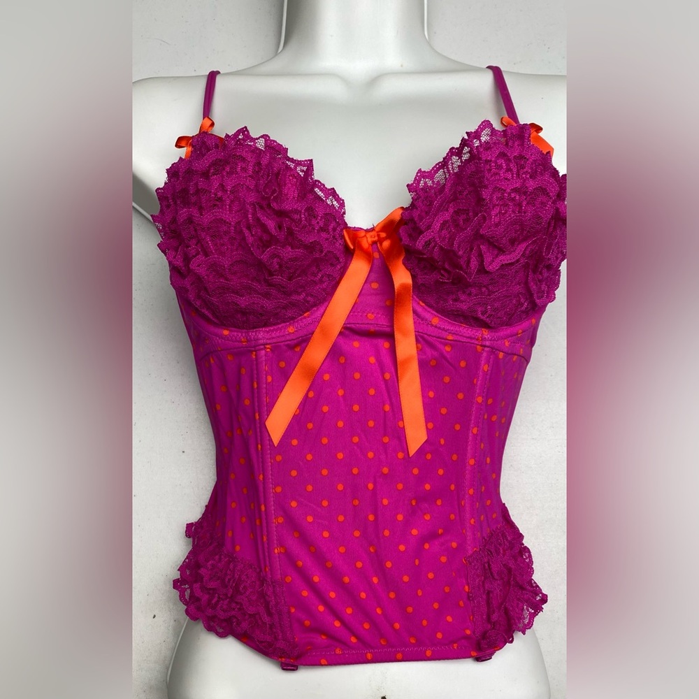 LS PNK/ORNG DOTS Short Corset, S *P1078